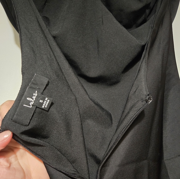 Lulus Beyond Classy Black Satin Halter Midi Dress - Size S - Picture 7 of 9